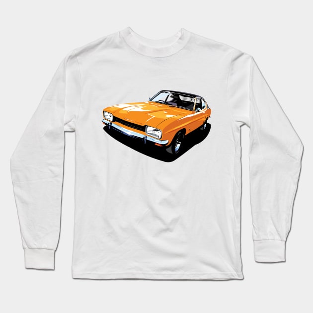 British Ford Capri in orange Long Sleeve T-Shirt by candcretro